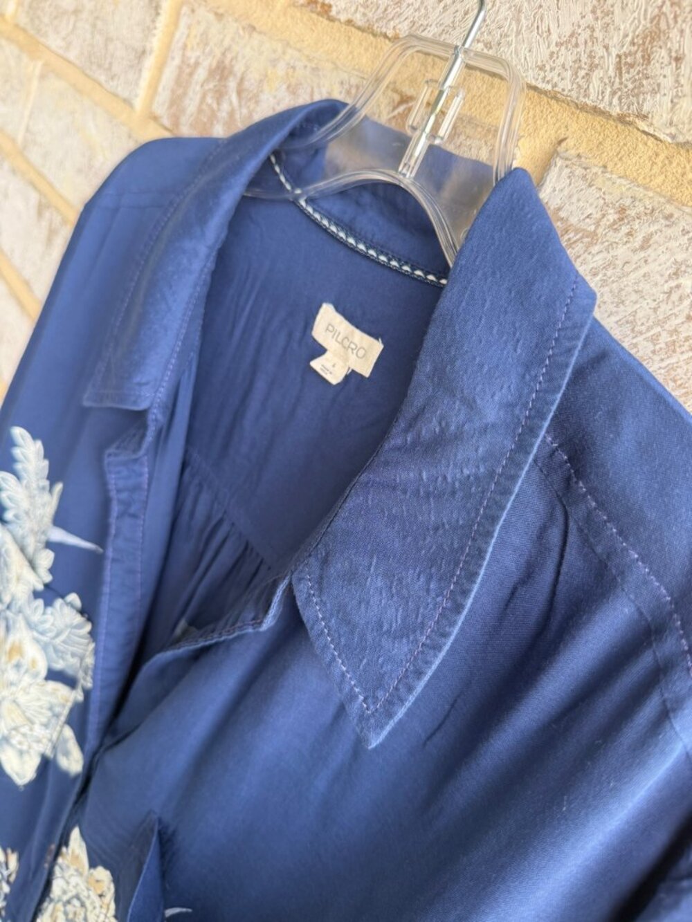 PILCRO Long Sleeve Button Up Floral The Romy Relaxed Shirt Women's Size L - Picture 5 of 9
